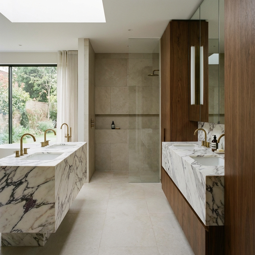 Luxury Bathroom with stone vanity